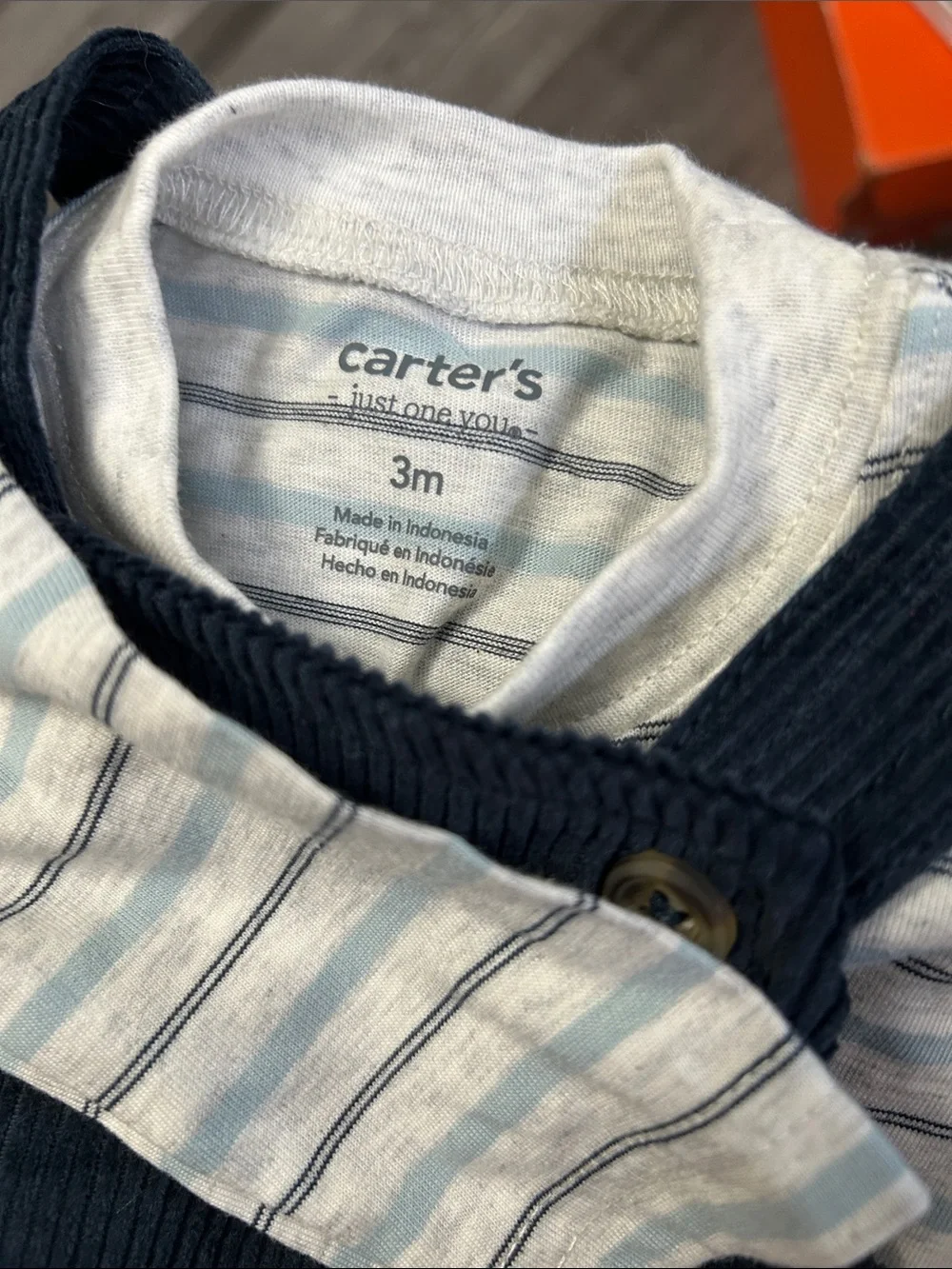 Carter's Dark Blue Corduroy Overalls with Button Straps